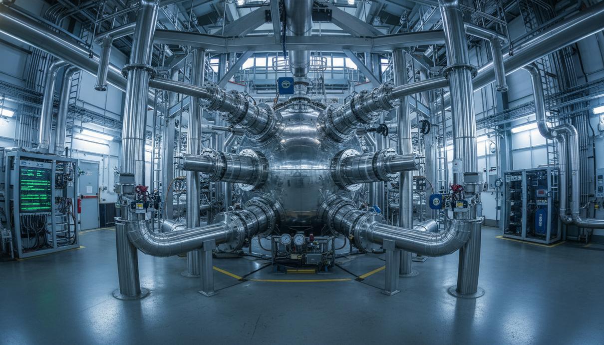 Промышленное оборудование для термоядерных исследований в лабораторном помещении
