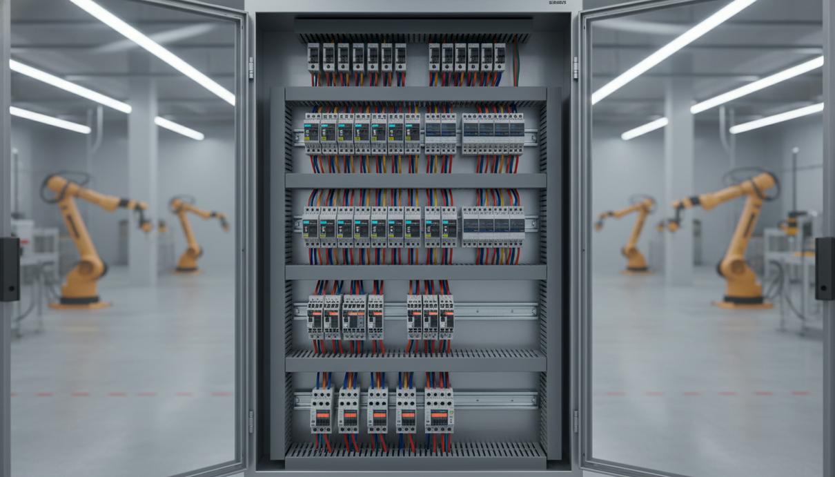 Промышленный распределительный щит с установленными модулями полупроводниковых выключателей