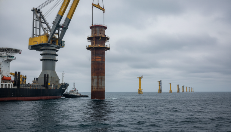 В Шотландии завершили установку моносвай для морской ВЭС Inch Cape