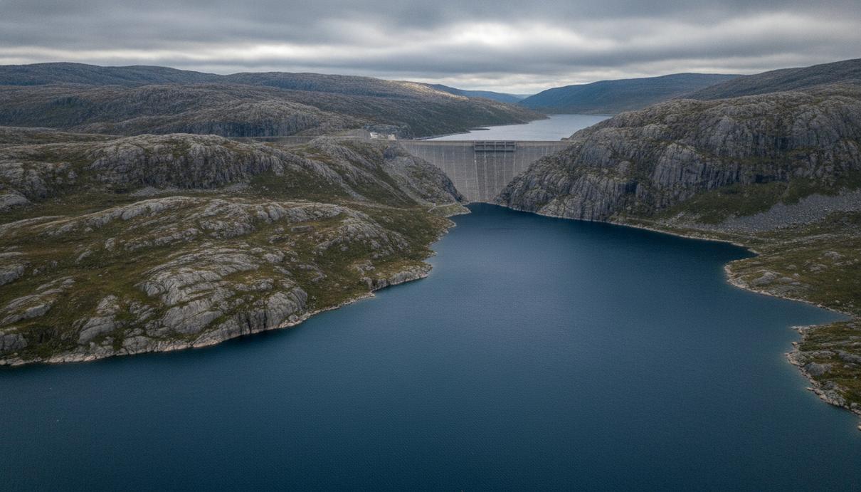 Statkraft построит насосную станцию для крупнейшего водохранилища Норвегии Крупное водохранилище Блосхё в скалистых горах Норвегии. На дальнем плане видна бетонная плотина гидроэлектростанции.